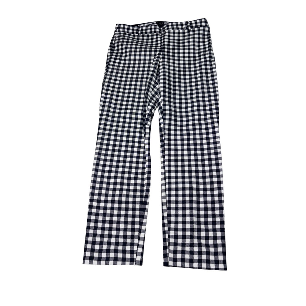 NWT J.Crew Winnie Pant Navy White Gingham Check Side Zip Womens Size 6 W31 L26